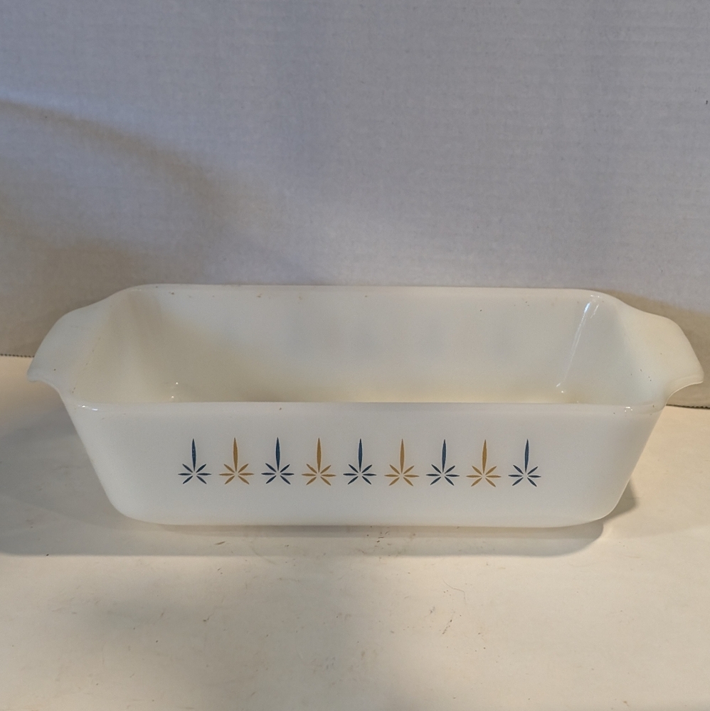 Atomic- Anchor Hocking Candle glow Fire King Oblong Baking Dish.